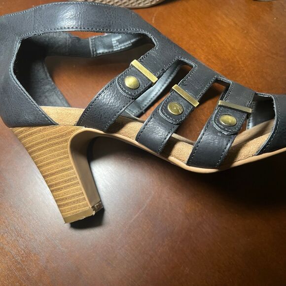 CLOUDWALKERS Womens Heels Strappy Black Parker 3" Open Toe Casual Summer | 9W - Picture 5 of 8